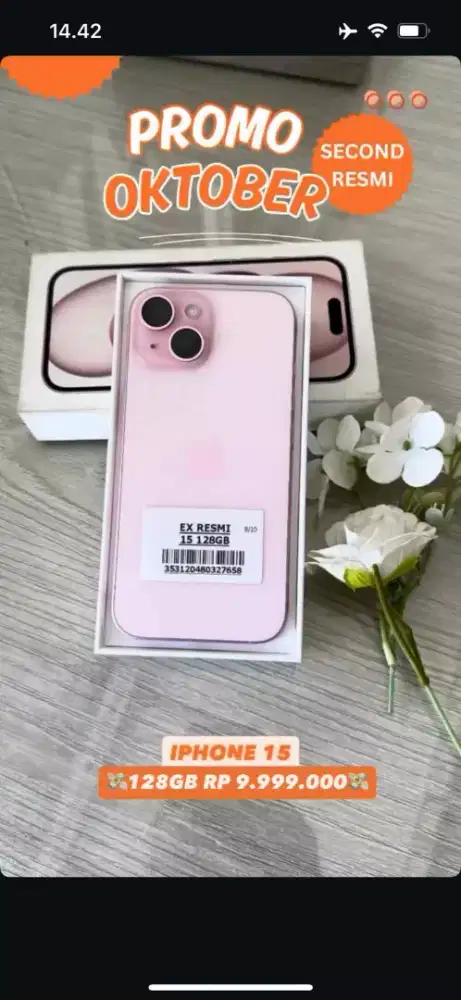 JUAL IPHONE SECOND EX IBOX 15 128GB