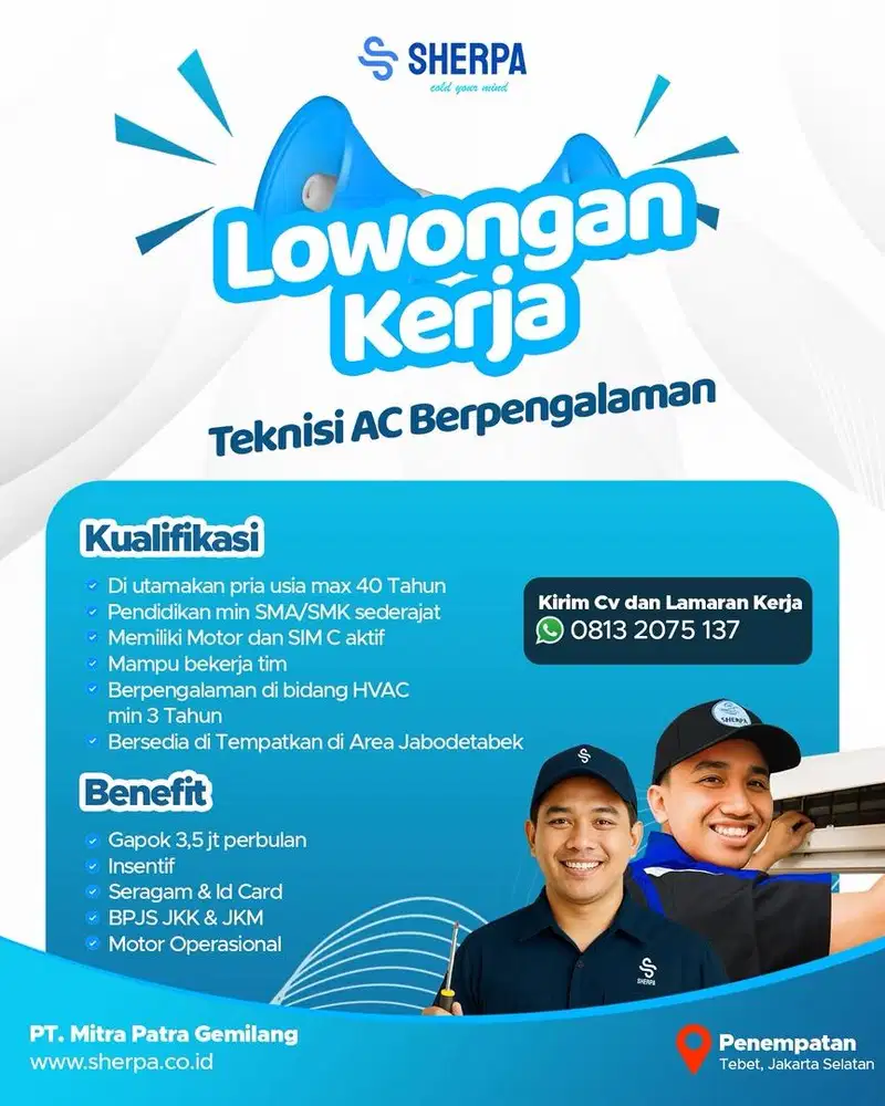 Lowongan Kerja Teknisi AC Berpengalaman
