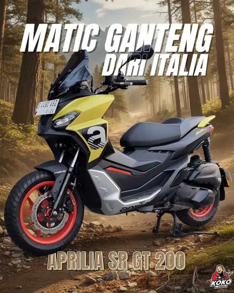 Aprilia SR GT 200 pmk 2024 ABS IGet Hitam Kuning Odo 1rb Like New