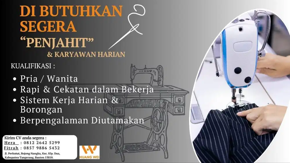LOWONGAN KERJA PENJAHIT