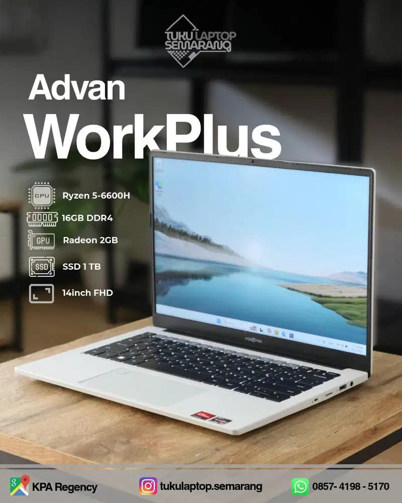 Laptop Advan Workplus Ryzen 5 16GB 1TB VGA 2GB garansi