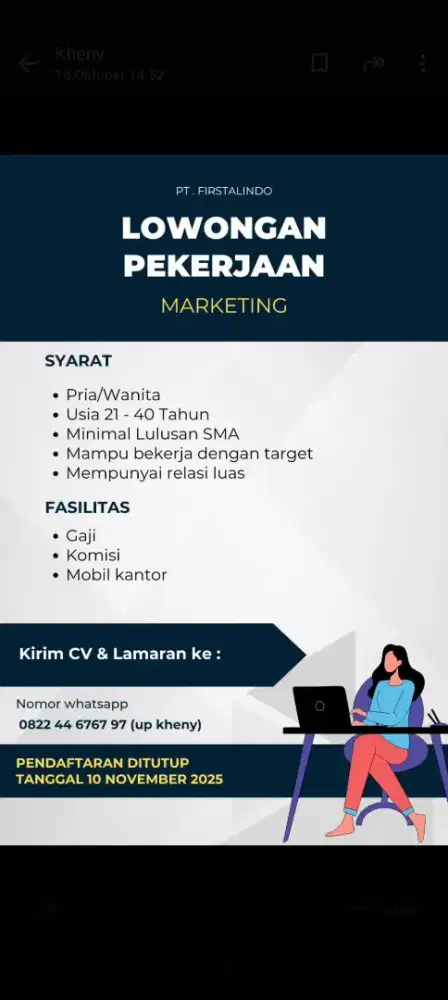 Dibutuhkan Marketing