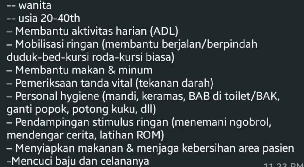 Dibuka loker sebagai caregiver untuk orangtua yang sedang sakit