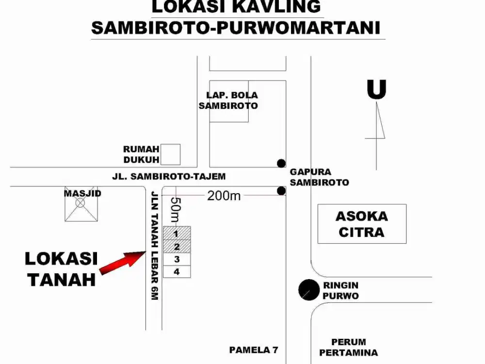 Dijual Tanah 175m View Sawah Selatan Sambiroto Purwomartani