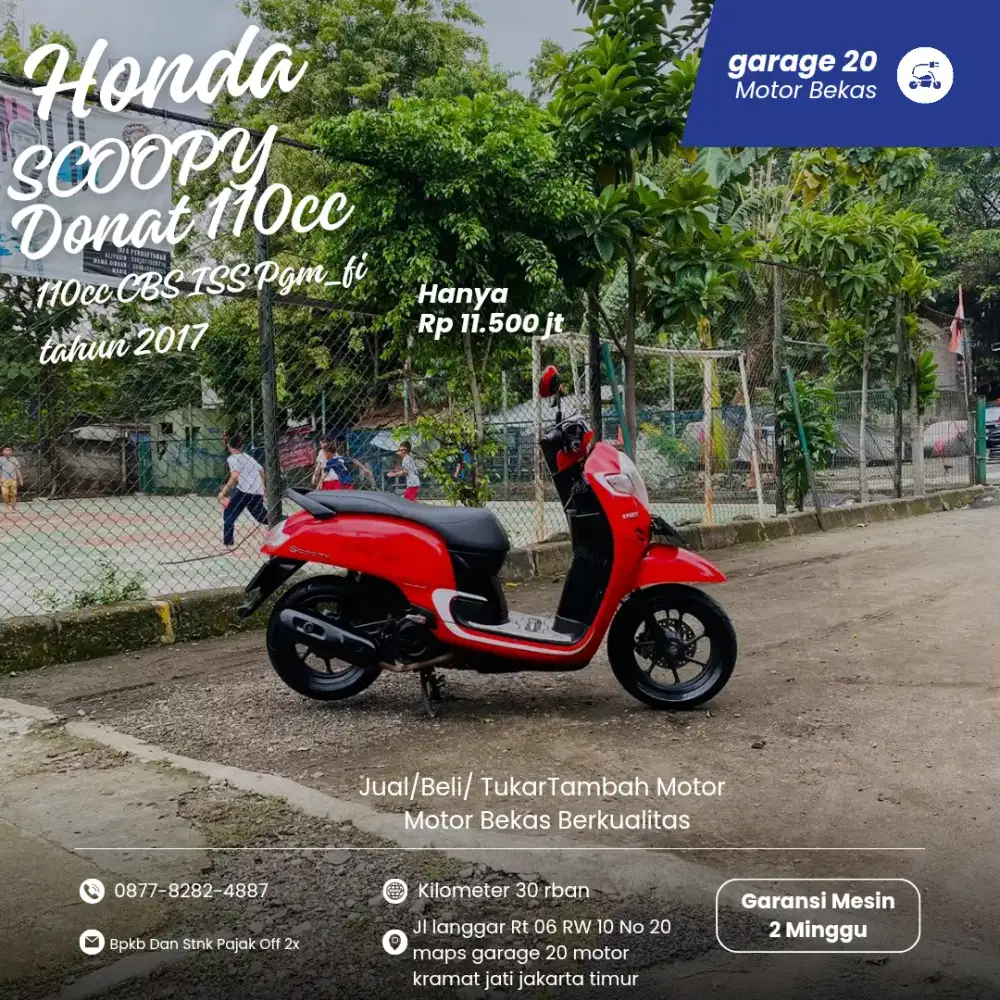 Honda Scoopy 110cc Donat Pgm_Fi CBS ISS Tahun 2017 Pajak Off