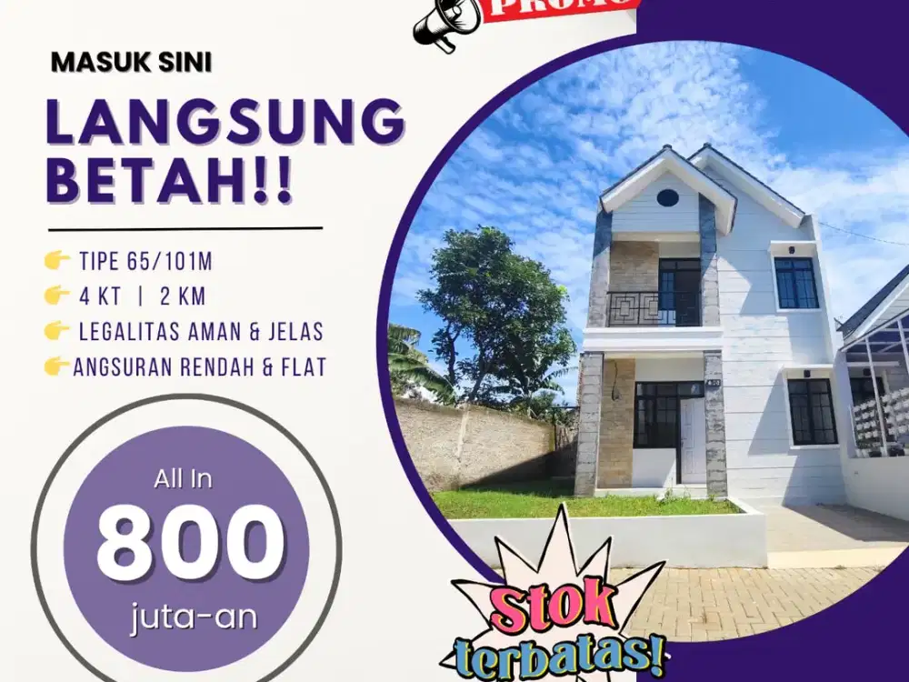 Jual Rumah Modern 2 Lt Bonus Gratis Biaya SHM Mainroad Permana Cimahi