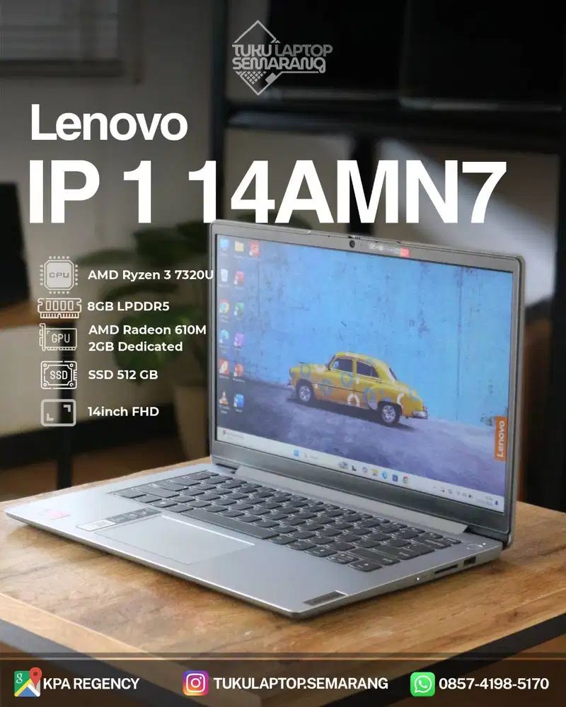 Laptop Lenovo Ryzen 3 7000 series VGA 8GB 512GB VGA 2GB Garansi