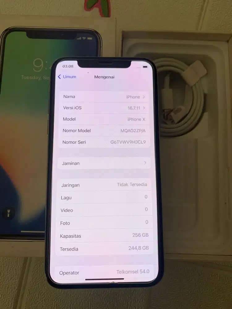 Iphone x 256gb ex inter warna silver imei regist