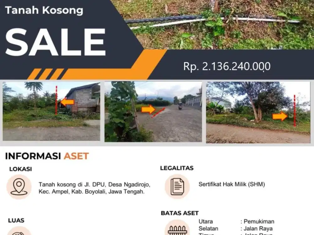 Dijual Tanah SHM 1.719 m² di Ngadirojo, Ampel