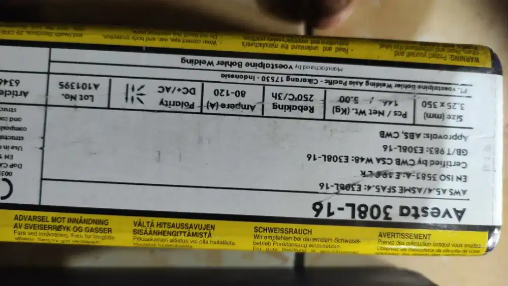 Kawat las steinles 5 kg,ukuran 3,2 mm..merk bohler ada 4 dus