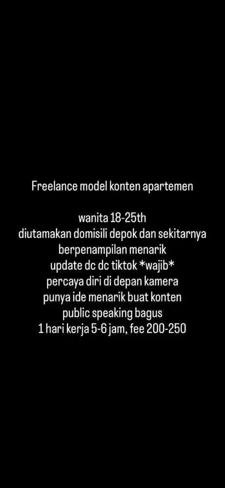 Loker Model Konten Freelance
