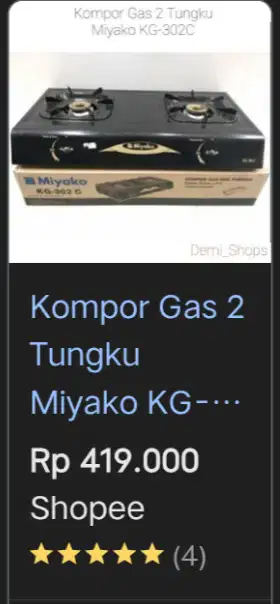 Kompor Gas Miyako 2 tungku