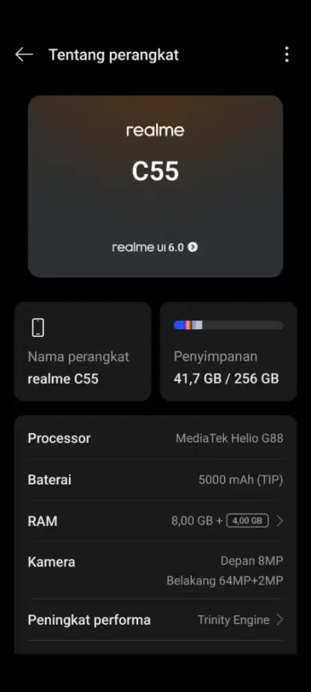 Hp realmec55  ram 8/256 kondisi seken