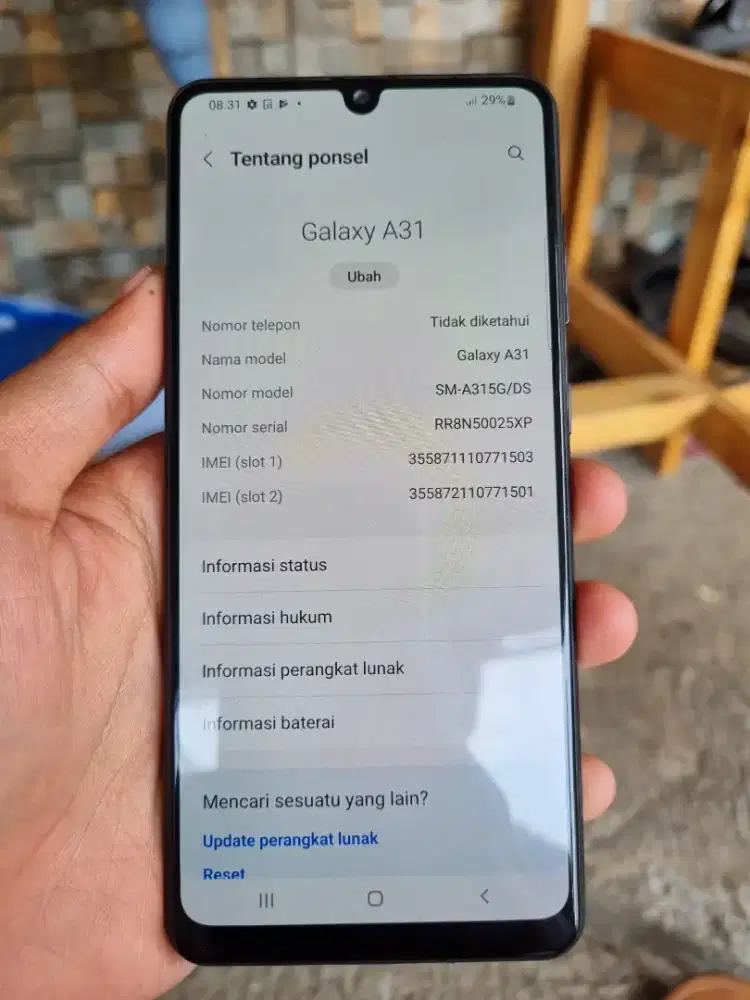 Samsung Galaxy A31 Super Amoled sidik jari dilayar