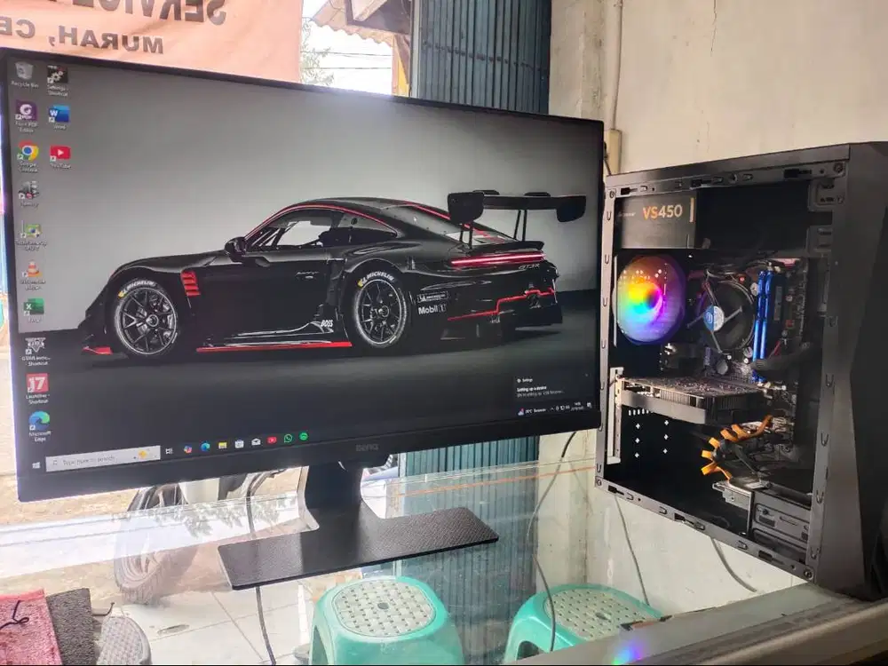 satu set komputer core i7 gtx1050ti layar 27inc ips frameless