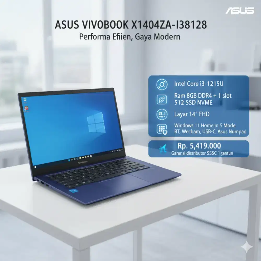 Asus VivoBook X1404ZA-I38128 Intel i3 1235U GEN12 ,RAM 8GB, Windows 11
