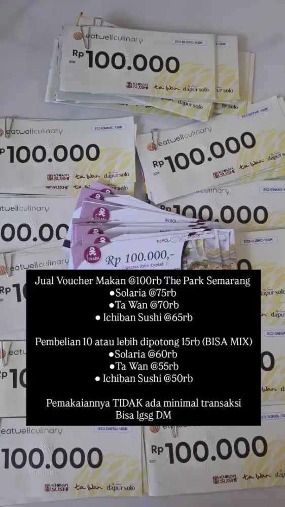 Voucher The Park Semarang ( Ta Wan, Solaria, dan Ichiban Sushi)