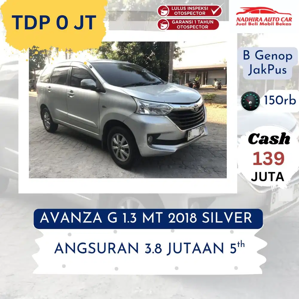 Promo TDP 0 Rupiah Avanza G 1.3 MT 2018 Silver