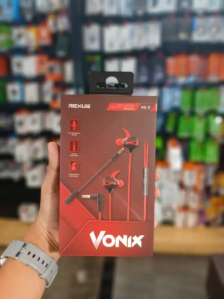 Rexus Earphone Gaming ME8: Driver 10mm, Dual Mic