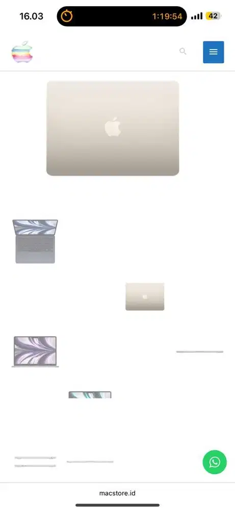 Macbook air M2 2022 256GB warna starlight