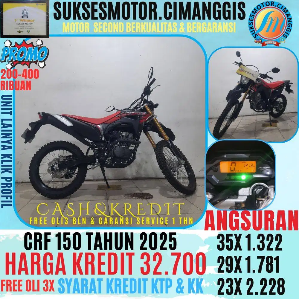 CRF 150 PROMOTERMURAH CASHBACK UPTO 700RIBUAN FREE OLI 3 BLN