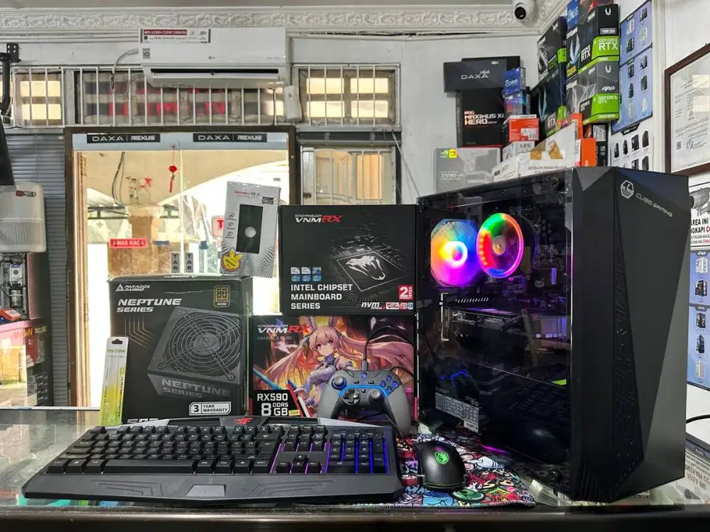 PC GAMING SIAP PAKAI I5 6600 RX590 8GB H110 RAM 16GB SSD 256GB NORMAL