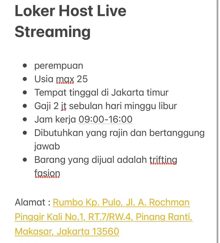 Dicari host live streaming