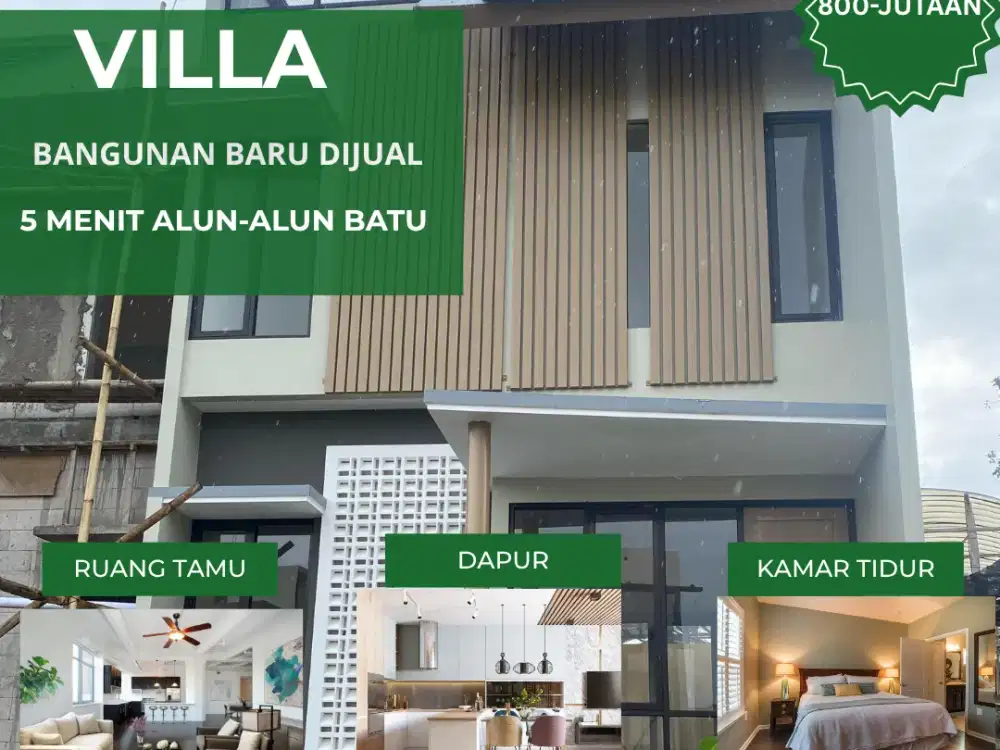 Dijual villa bangunan baru 5 menit Alun-Alun Batu Malang