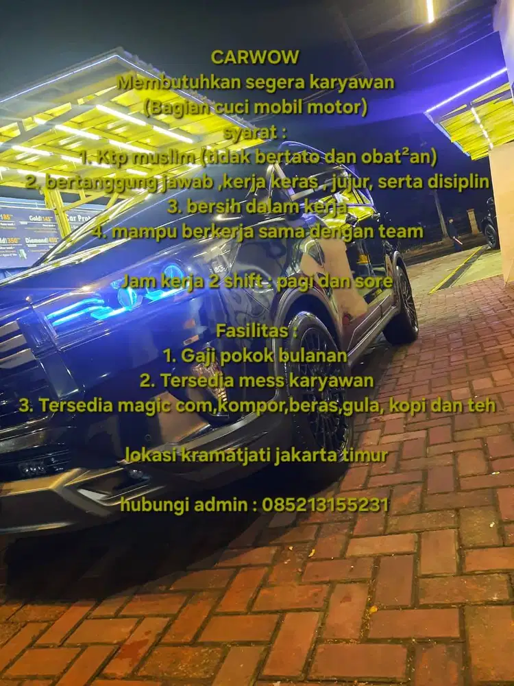 Lowongan Karyawan Cuci Mobil / Motor
