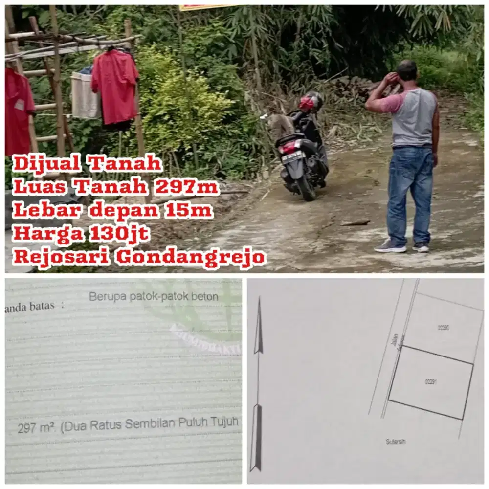 Dijual Tanah Rejosari Gondangrejo