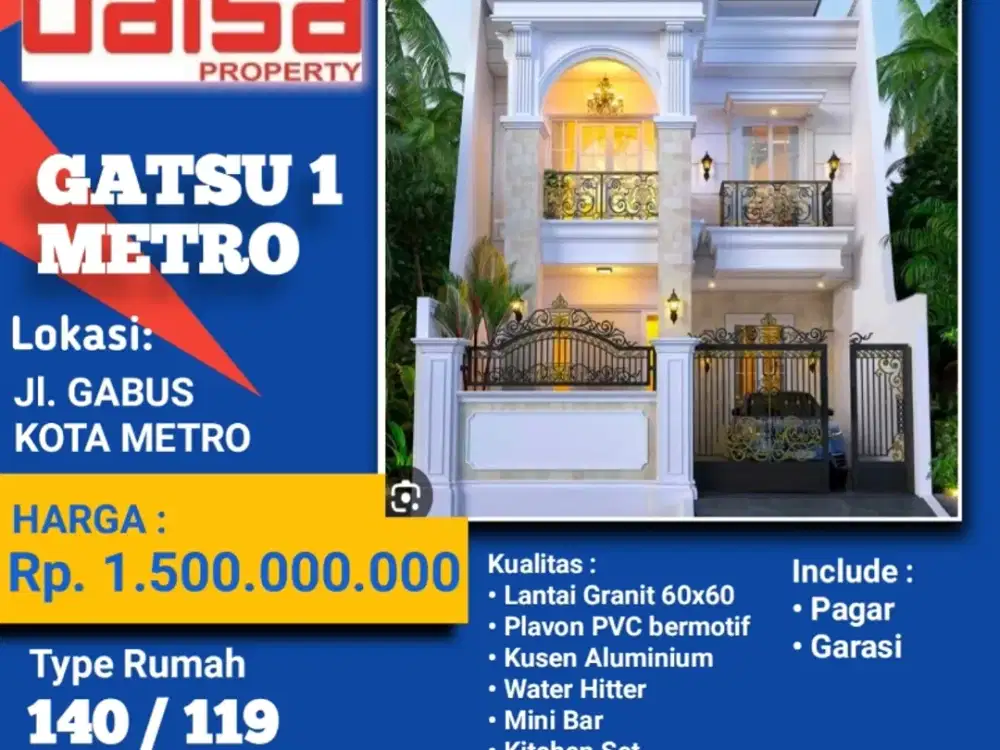 rumah termewah + ada kolam renang di kota metro