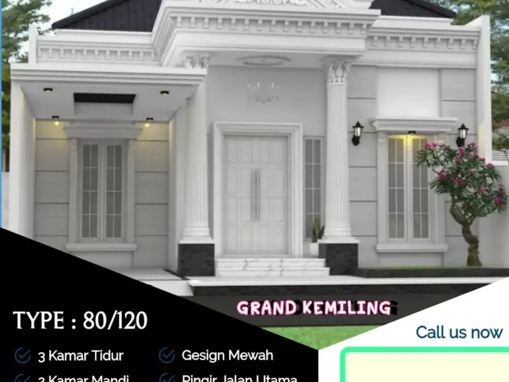 rumah nuansa villa kemiling depan cafe rainbow