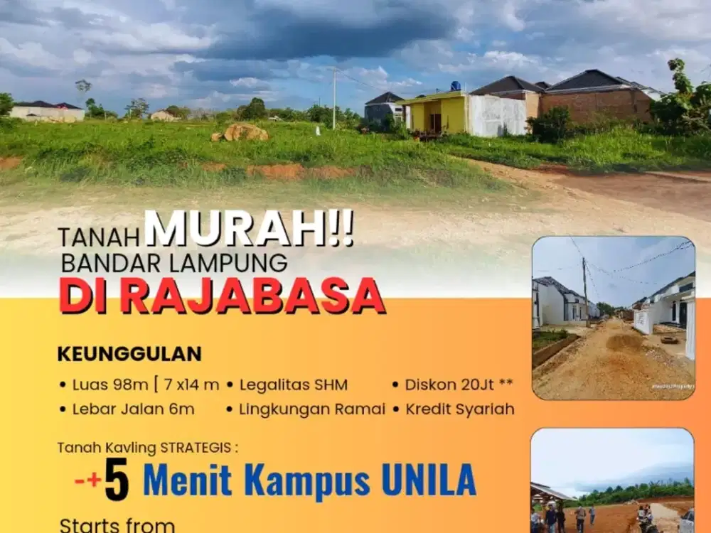 kavling murah rajabasa dp 10 juta