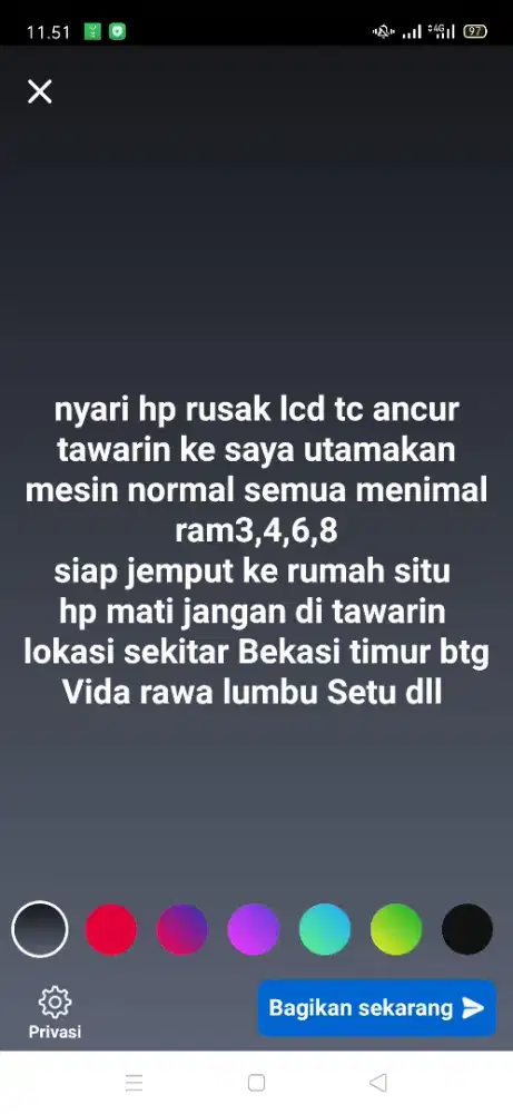 Di cari hp rusak lcd nya