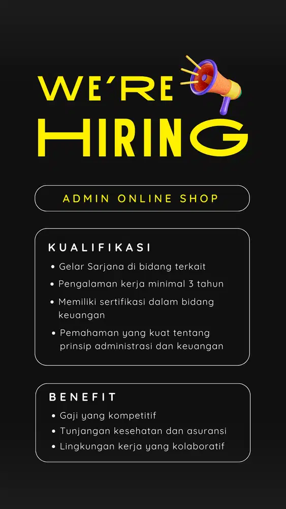 LOWONGAN PEKERJAAN ADMIN ONLINE SHOP