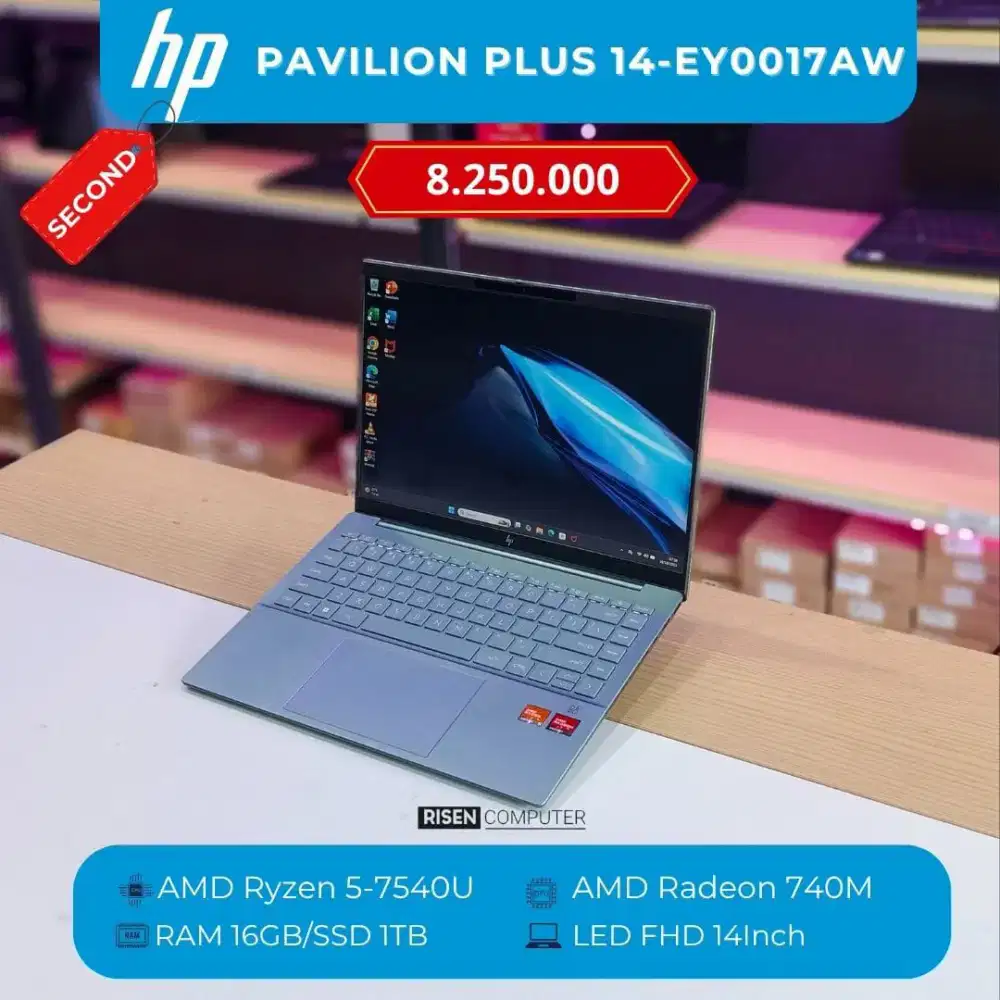 HP PAVILION PLUS 14-EY0017AU RYZEN 5-7540U FHD 14inch RAM 16GB SSD 1TB