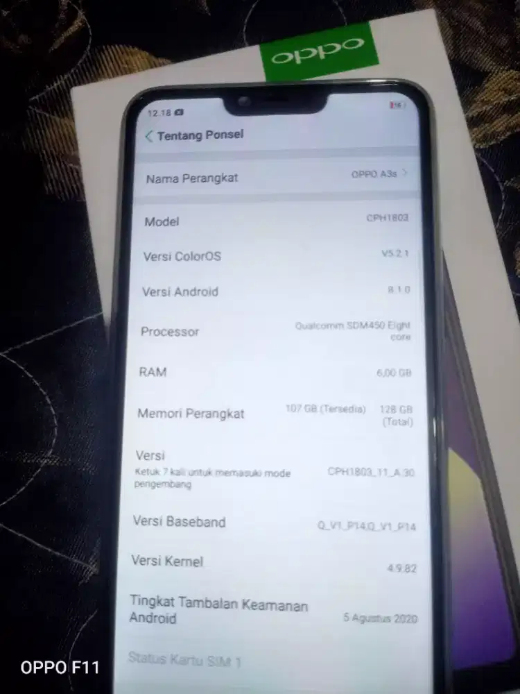 Oppo A3s 6/128gb mulus banget