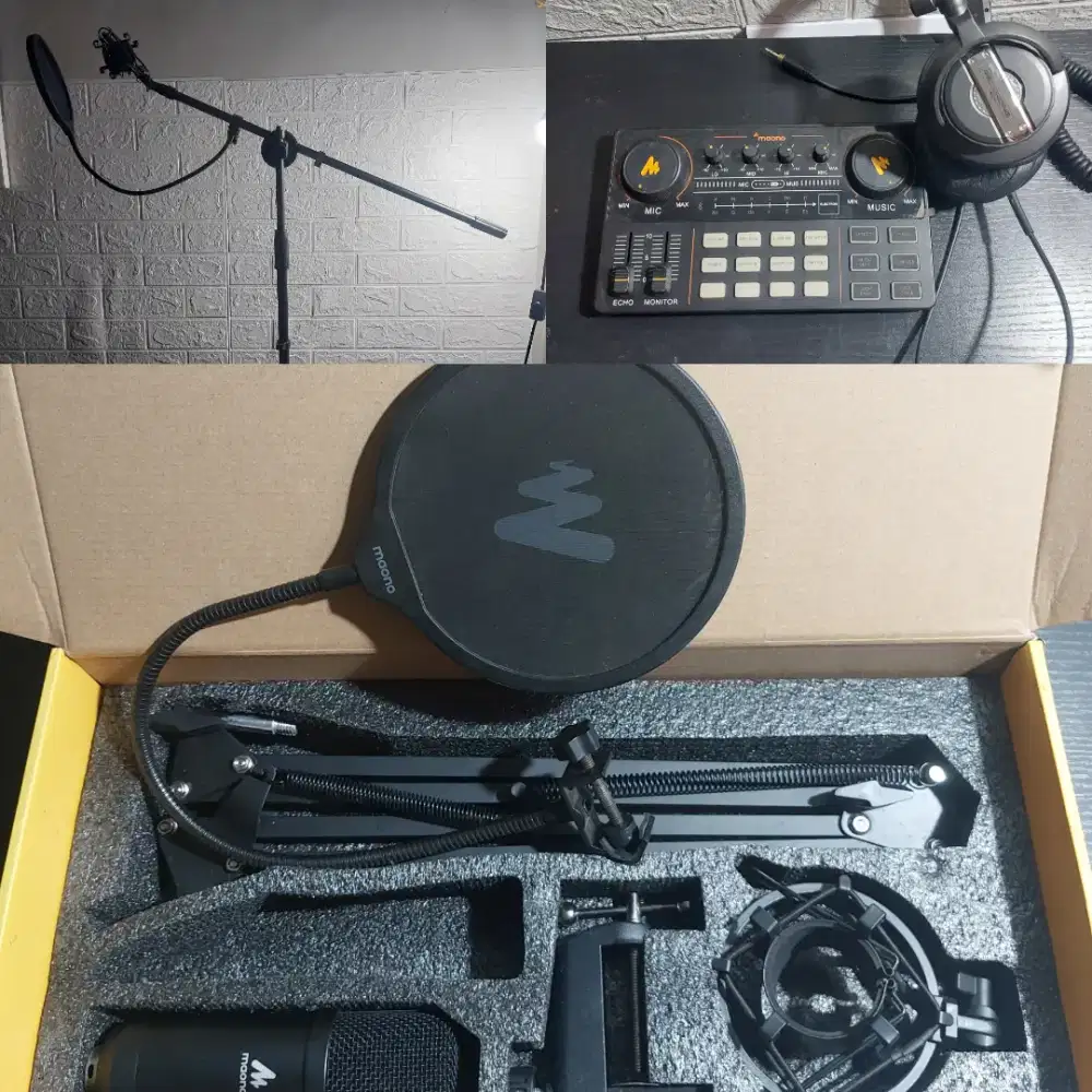 BORONGAN mic condenser,soundcard,headphone,stand mic (bukan yg paket)