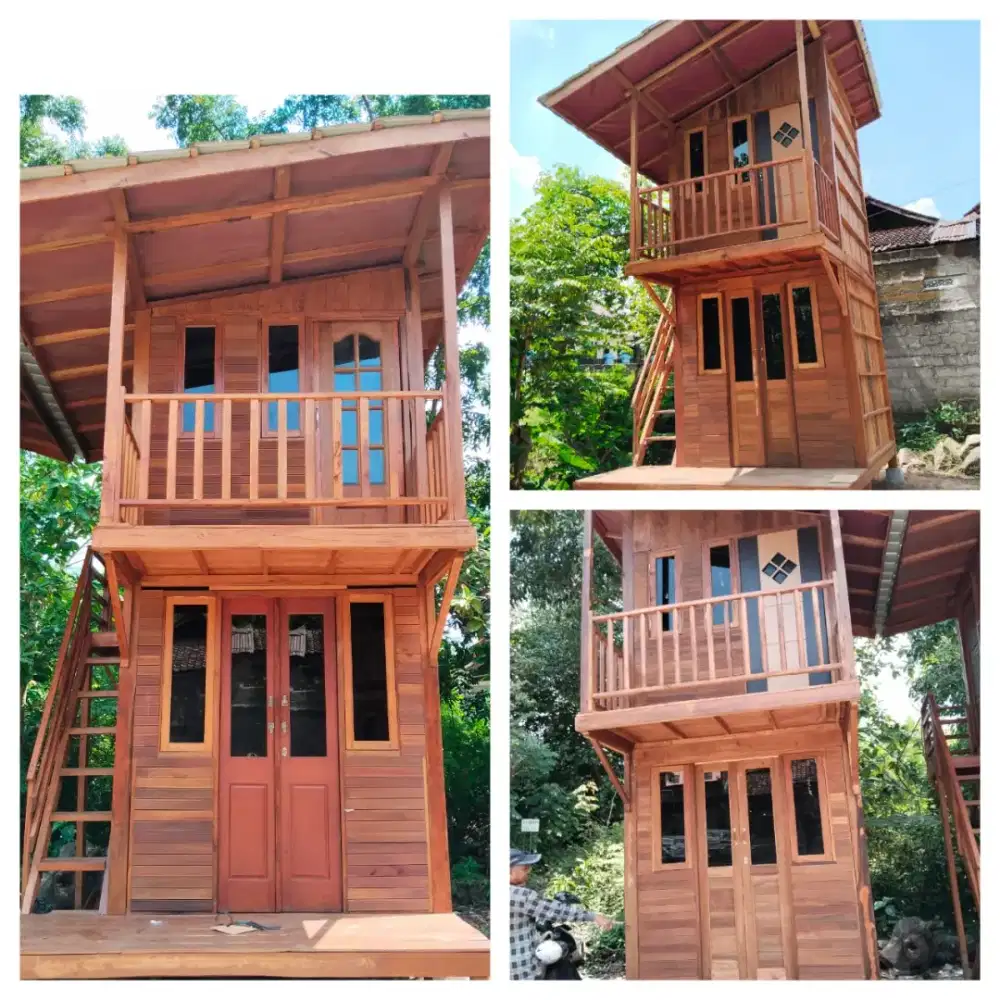 Jual rumah kayu Murah  2 lantai