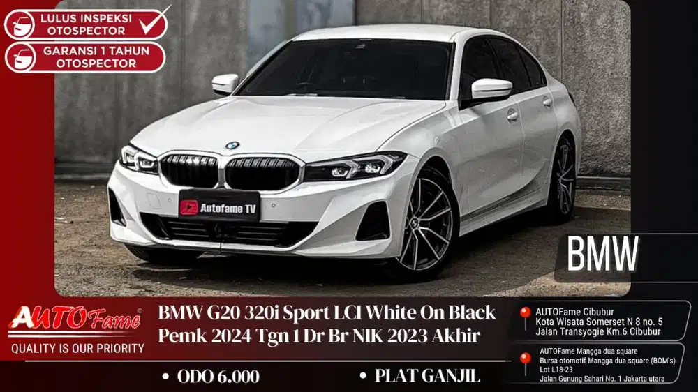 BMW G20 320i Sport LCI White On Black Pemk 2024 Tgn 1 Dr Br NIK 2023