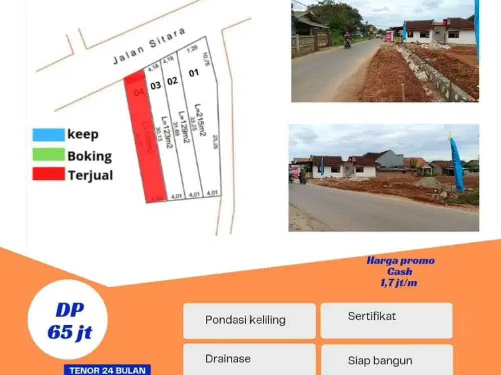 kapling ruko pinggir jalan sitara