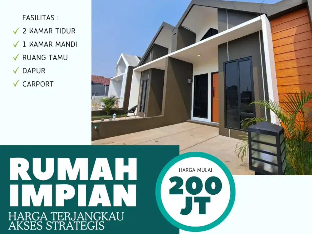 DIJUAL RUMAH CANTIK 2 KAMAR DILOKASI STRATEGIS MULAI DARI 200 JUTAAN