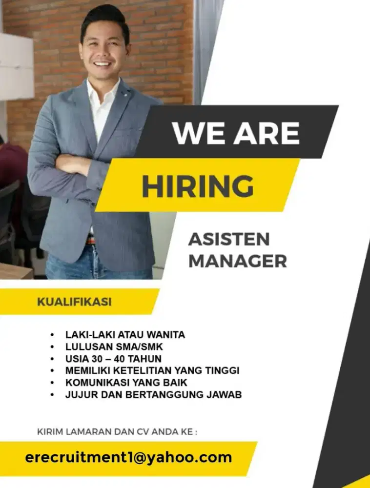 Dibutuhkan Asisten Manager
