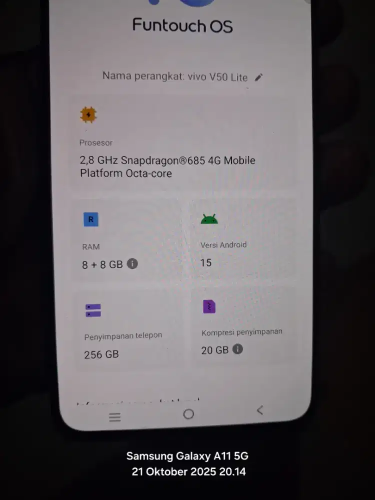 Vivo V50 Lite 4G Ram 8/256 hp + casan orian vivo 44 wat