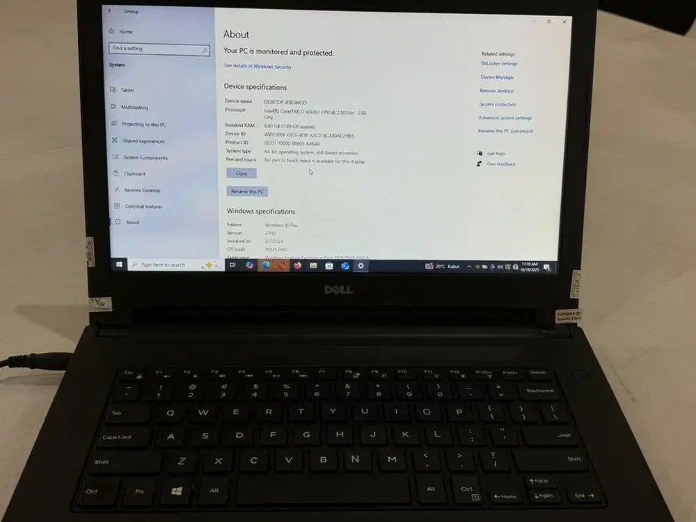 Laptop Dell i7 RAM 8gb Gen 6