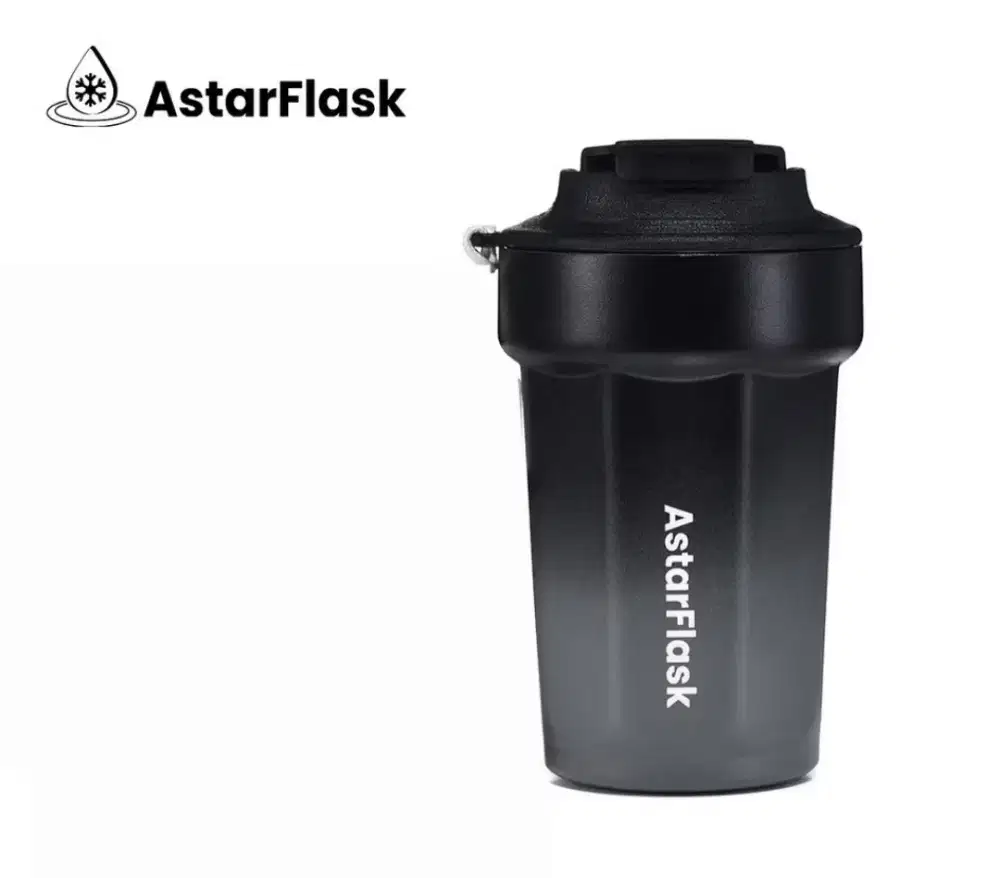 Tumbler 400 ml Merek AstarFlask, warna hitam