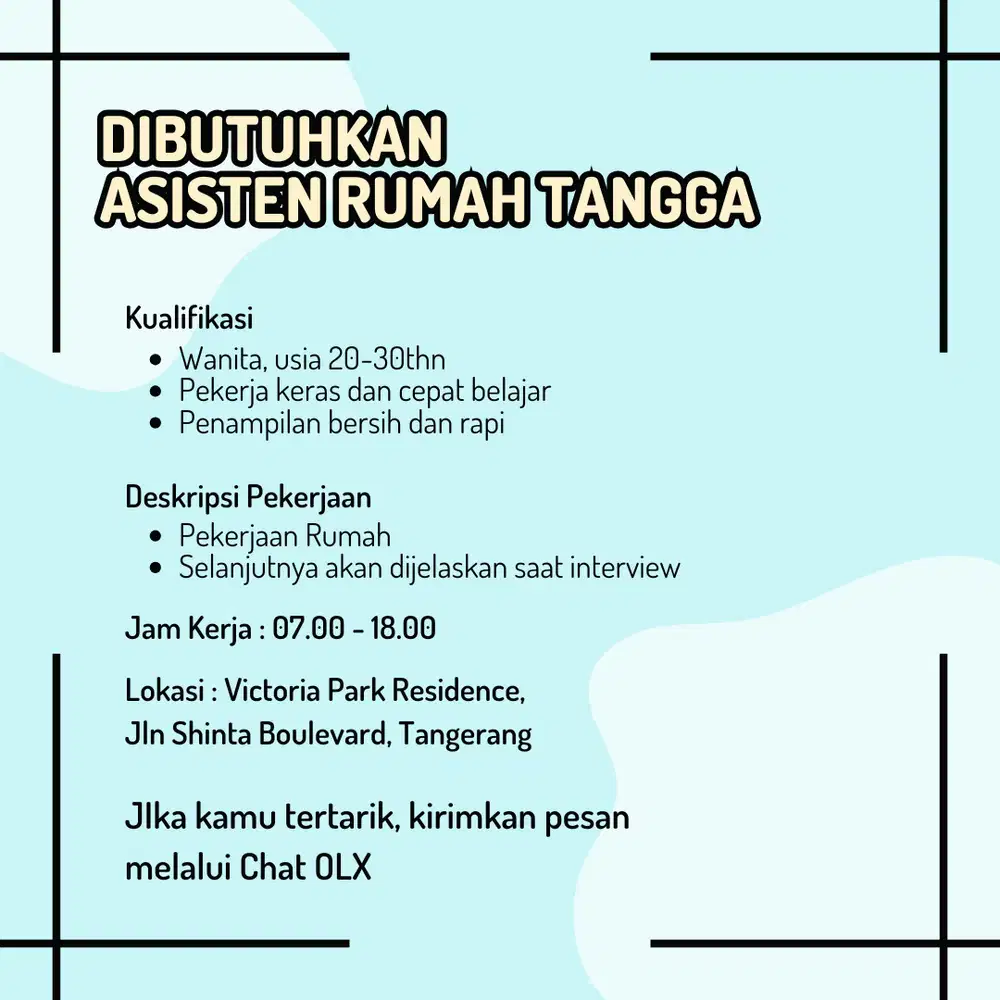 DIcari Asisten Rumah Tangga
