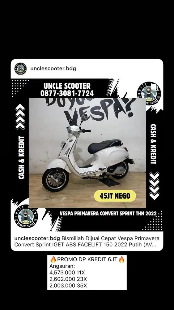 Vespa Primavera Convert Sprint IGET ABS FACELIFT 150 2022 Putih