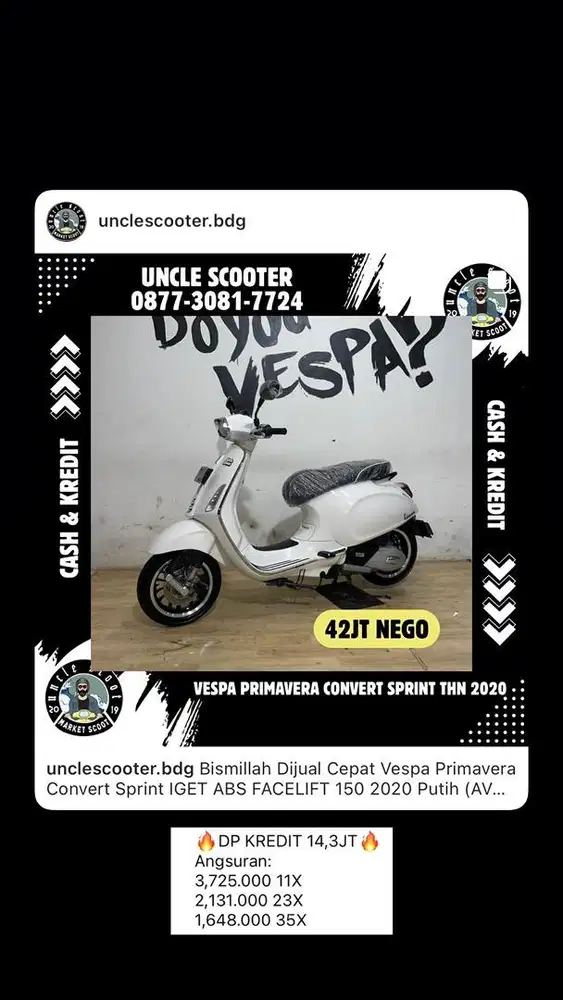 Vespa Primavera Convert Sprint IGET ABS FACELIFT 150 2020 Putih