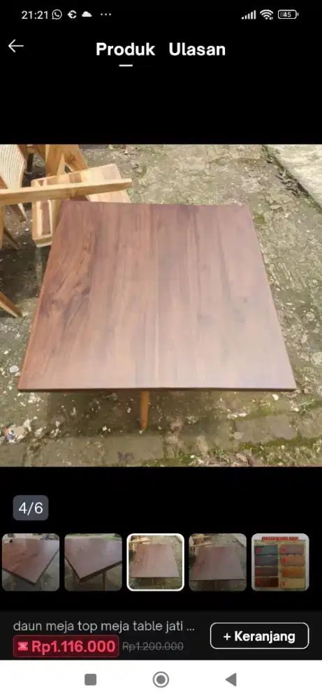 Daun meja jati 70 x70 x 3
